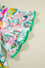 Load image into Gallery viewer, Ruffled Printed Tie Neck Blouse