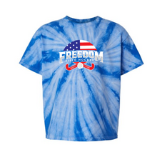 Load image into Gallery viewer, freedom field hockey- unisex tie dye youth tee- red or blue