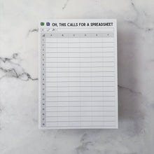 Load image into Gallery viewer, Oh, This Calls For A Spreadsheet Excel Notepad 5x7