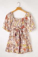 Load image into Gallery viewer, Tied Printed Half Sleeve Mini Dress