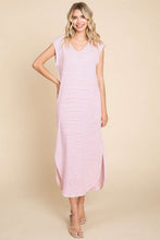 Load image into Gallery viewer, Culture Code Full Size Striped V-Neck Slit Dress with Pockets