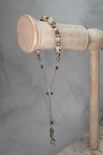 Load image into Gallery viewer, Sheet Music Slider Knot Paper Bead Bracelet w/ silver glass spacer beads & silver music note charm