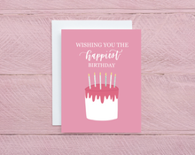 Load image into Gallery viewer, Pink Birthday Card. Wishing You the Happiest Birthday