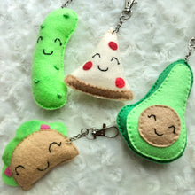 Load image into Gallery viewer, Felt Food Keychains- Pizza, Taco, Pickle, Avocado
