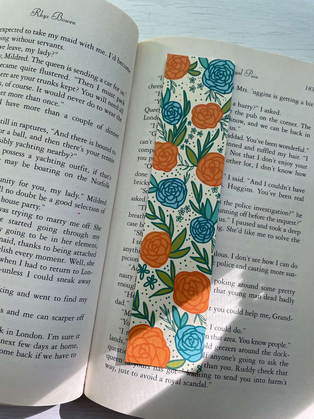 Blue & Orange Floral Bookmark | Spring Flower Bookmark