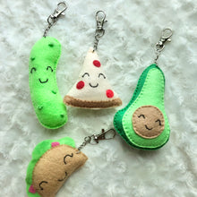 Load image into Gallery viewer, Felt Food Keychains- Pizza, Taco, Pickle, Avocado
