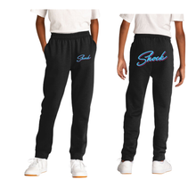 Load image into Gallery viewer, Shock basketball black joggers with logo on back +front -joggers
