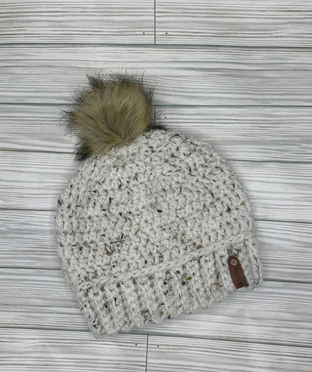 Cream Fleck Beanie with Pom