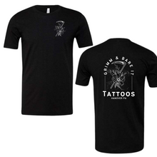 Load image into Gallery viewer, Grimm &amp; Bare It- Hanover shop black tee- unisex
