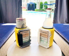 Load image into Gallery viewer, Kangaroozie (for slim cans &amp; bottles) - Koozie with Pocket: Pink Foam/White Compartment
