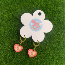 Load image into Gallery viewer, Powerpuff Heart Earrings | Heart Huggie Hoop Earrings
