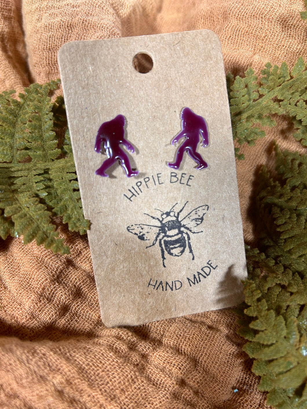 Sasquatch big foot shadow resin stud earrings