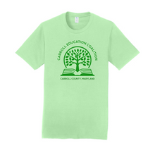 Load image into Gallery viewer, Carroll education coalition- mint unisex tee  with green design

