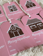 Load image into Gallery viewer, Pink Gingerbread House Gift Tags | Set of 8
