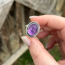 Load image into Gallery viewer, Amethyst evil eye ring size 6
