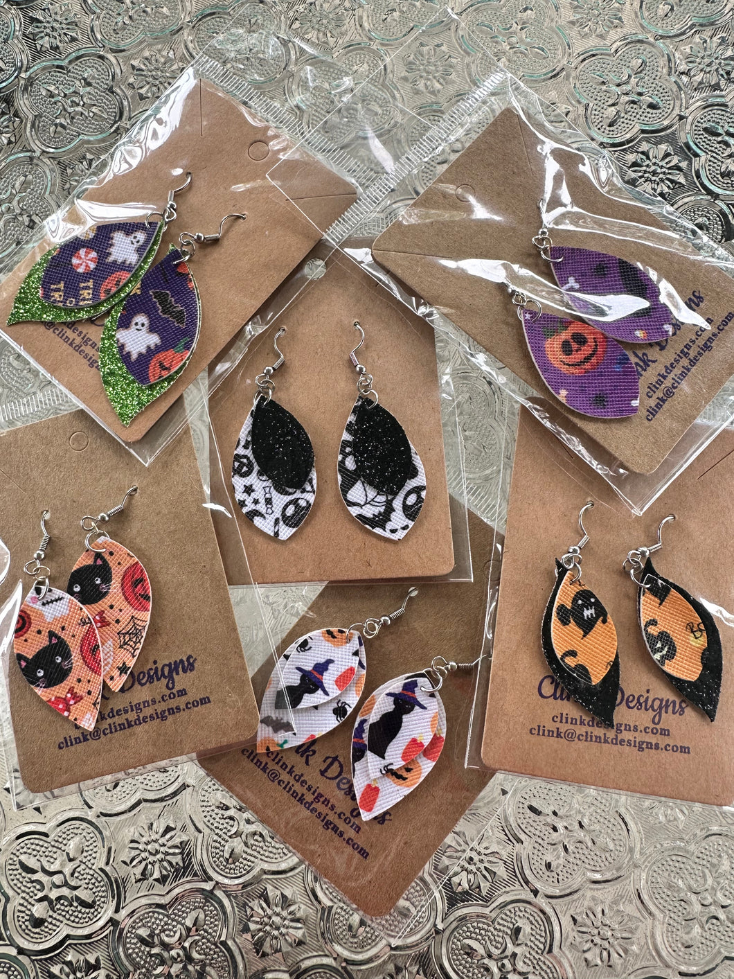Halloween Faux Leather Earrings