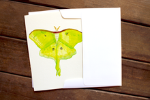 Load image into Gallery viewer, Lovely Luna Moth -- Handmade Watercolor Insect Card
