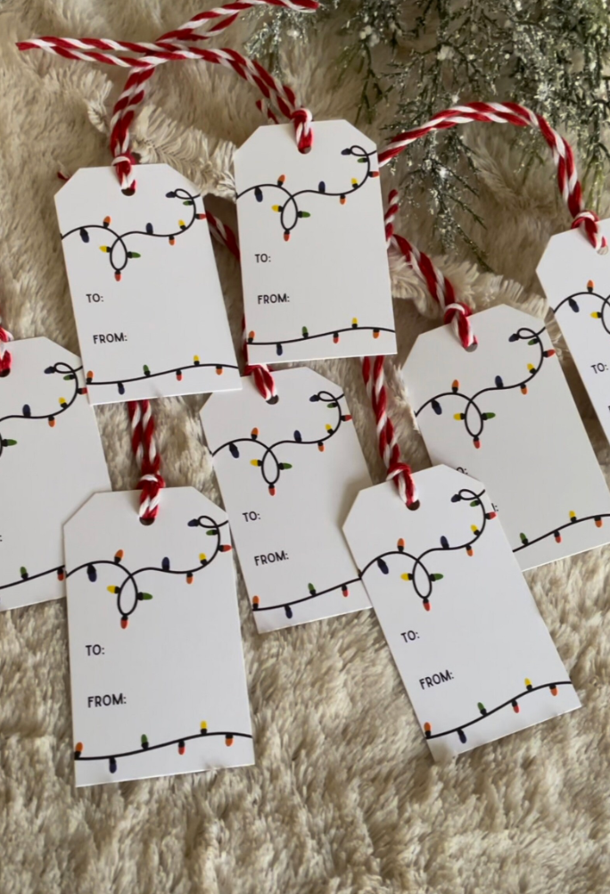 Christmas Lights Gift Tags | Set of 8