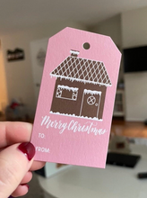 Load image into Gallery viewer, Pink Gingerbread House Gift Tags | Set of 8
