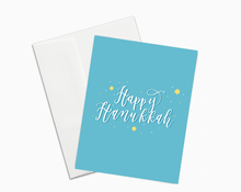 Load image into Gallery viewer, Blue Happy Hanukkah Card
