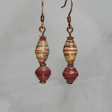 Load image into Gallery viewer, Red Multi-Color Double Stack Earrings - 1-5/8&quot; drop

