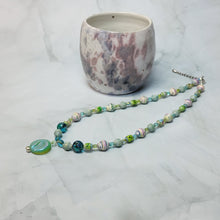 Load image into Gallery viewer, Mermaid Vibes Paper Bead Necklace - 18" with 2" chain extender
