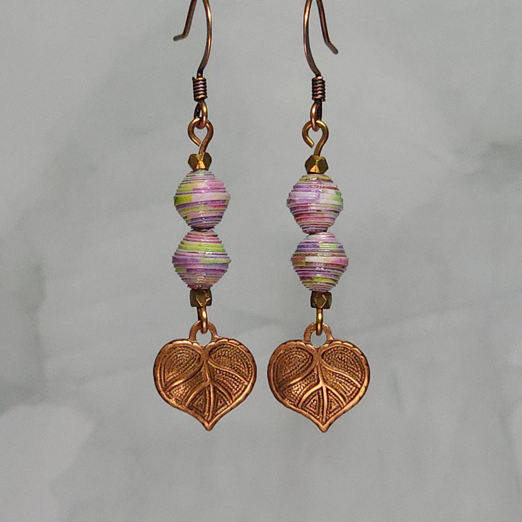 Double Stack Copper Dangle Earrings - 2-1/8