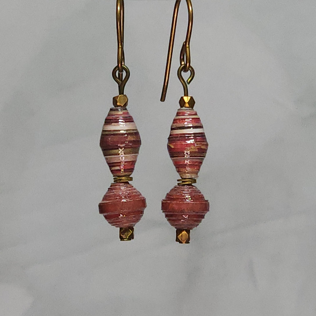 Red Multi-Color Double Stack Earrings - 1-5/8