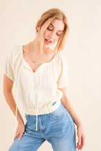 Load image into Gallery viewer, And The Why Cotton Gauze Back Waist Tie Cropped Blouse
