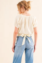 Load image into Gallery viewer, And The Why Cotton Gauze Back Waist Tie Cropped Blouse
