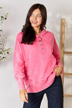 Load image into Gallery viewer, Zenana Half Snap Long Sleeve Hoodie with Pockets
