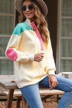 Load image into Gallery viewer, Color Block Half Snap Drawstring Sweatshirt
