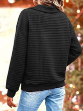 Load image into Gallery viewer, Waffle-Knit Collared Neck Long Sleeve Sweatshirt
