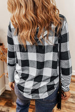 Load image into Gallery viewer, Plaid Drawstring Long Sleeve Hoodie
