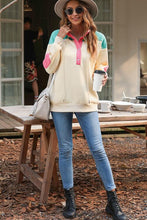 Load image into Gallery viewer, Color Block Half Snap Drawstring Sweatshirt
