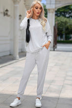 Load image into Gallery viewer, Round Neck Top and Drawstring Pants Lounge Set
