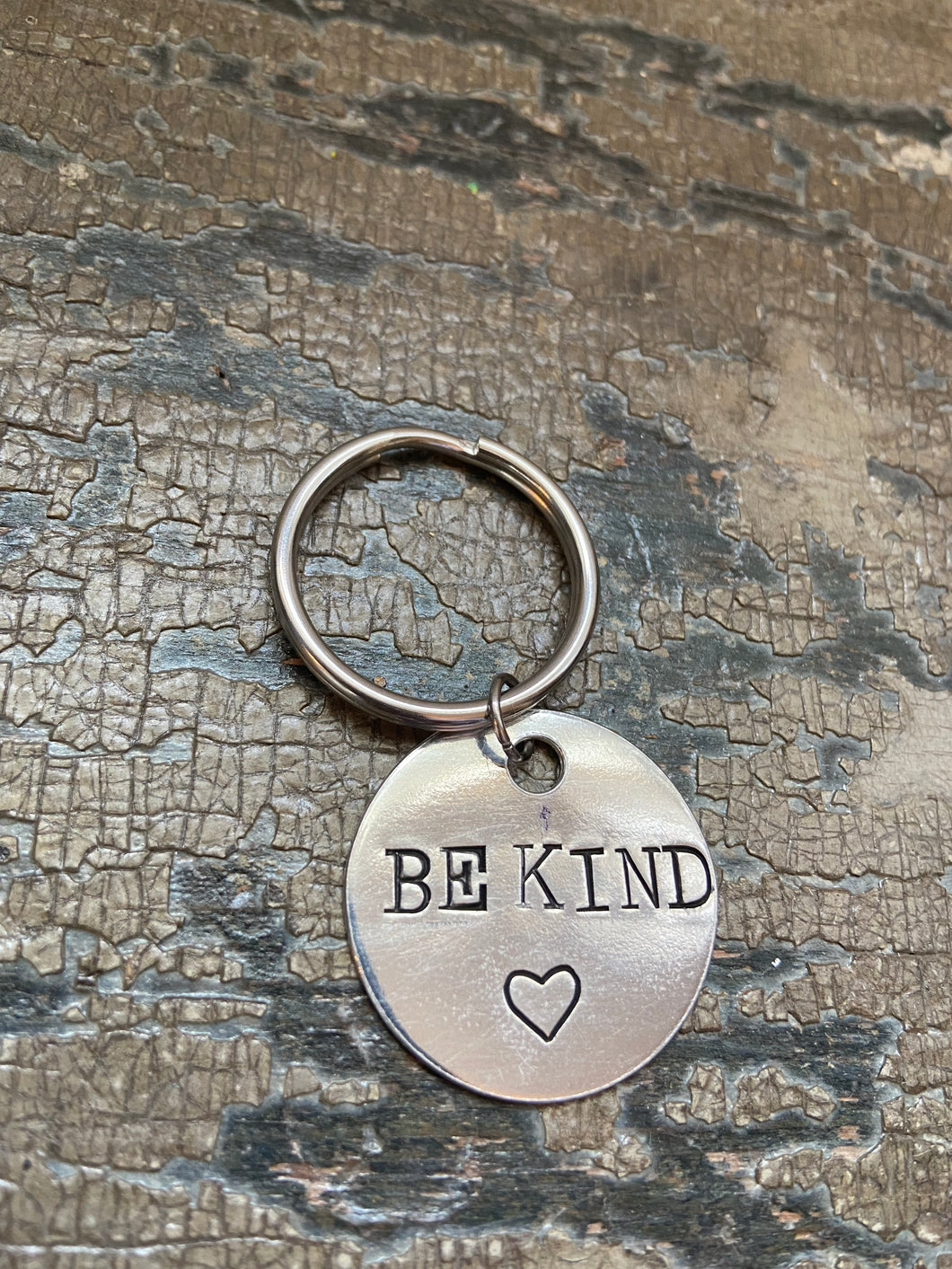 Silver Be Kind Stamped Keychain