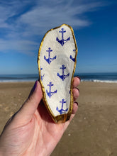 Load image into Gallery viewer, Nautical Anchor Decoupaged Oyster Shell
