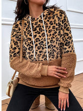 Load image into Gallery viewer, Leopard Drawstring Long Sleeve Hoodie
