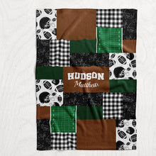 Load image into Gallery viewer, Personalized Boy&#39;s Football Blanket - Design It Yourself Sports Faux Quilt Style Plush Minky Blanket
