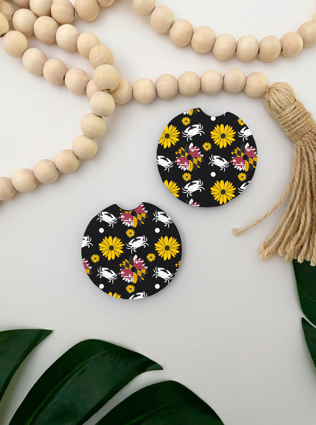 Black Maryland Car Coasters