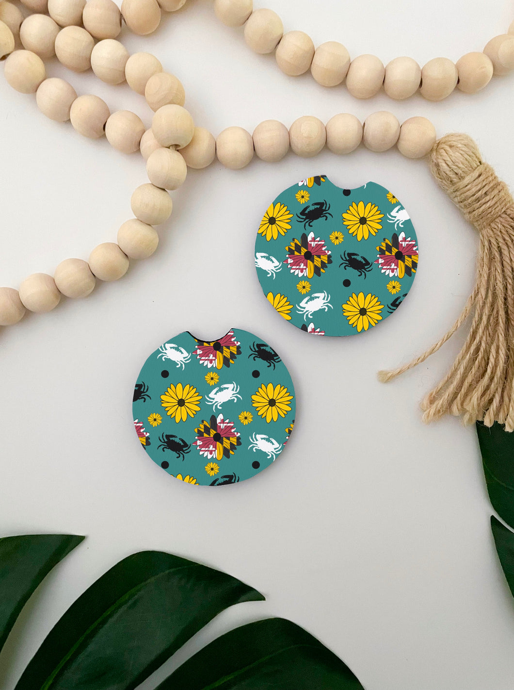 Teal Maryland Car Coasters