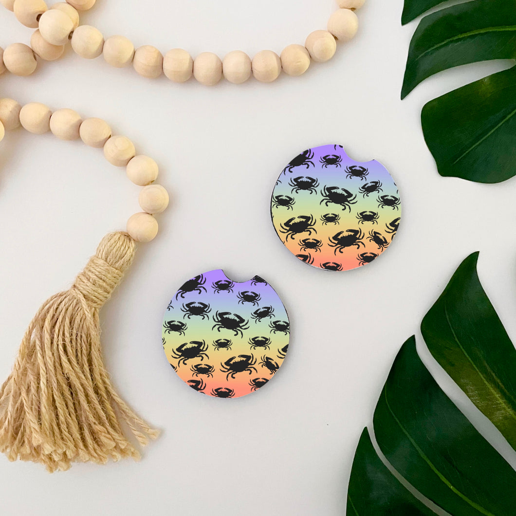 Rainbow Crab Car Coasters