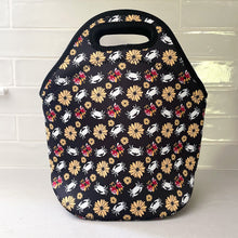 Load image into Gallery viewer, Black Maryland Crab Flower Patterned Lunchbox
