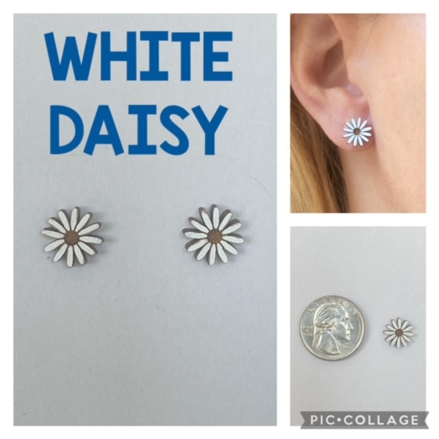 White Daisy Earrings