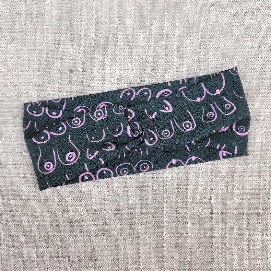 black boob flat with elastic headband
