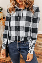 Load image into Gallery viewer, Plaid Drawstring Long Sleeve Hoodie
