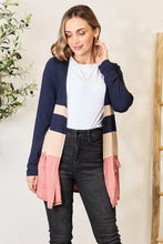 Load image into Gallery viewer, e.Luna Full Size Color Block Contrast Open Cardigan
