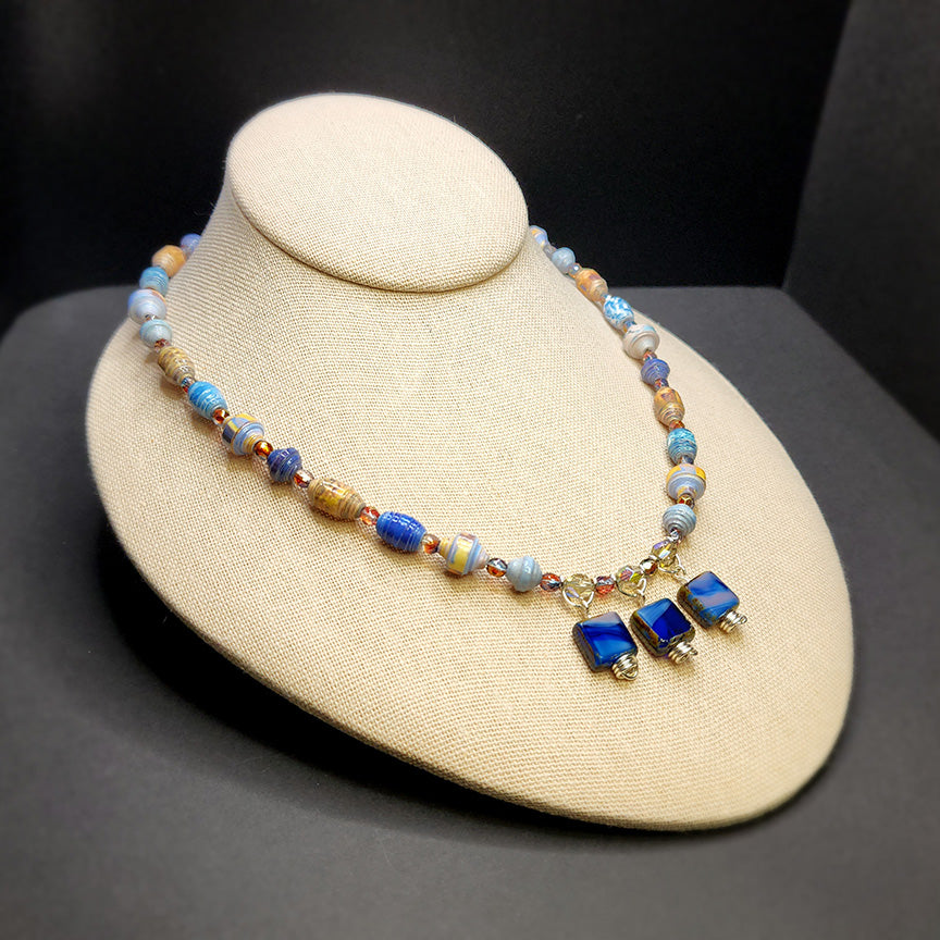 Hip To Be Square Paper Bead Necklace - 18
