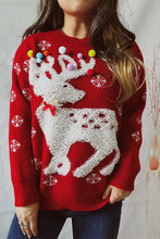 Load image into Gallery viewer, Pearl Detail Round Neck Long Sleeve Sweater
